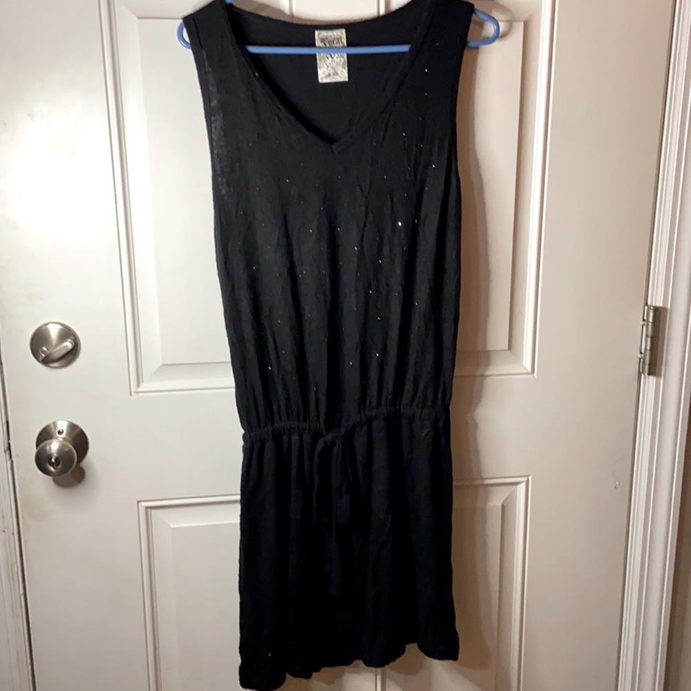 Vocal L black vneck drop waist sparkle dress